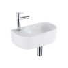 QeramiQ Fuente fonteinset – halfrond – 40x21.5x12 cm – keramiek wit mat – kraangat links – chromen kraan SW1232784