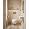 Pack WC QeramiQ Dely Swirl Compact - réservoir encastrable Geberit UP320 - avec bâti-support Burda - abattant 25 mm - plaque de commande en métal inox - boutons ronds - blanc brillant SW1592324