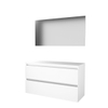Basic-Line Basic 46 ensemble de meubles de salle de bain 120x46cm sans poignée 2 tiroirs plan vasque miroir mdf laqué blanc glacier SW639174