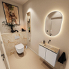 MONDIAZ TURE-DLUX Meuble toilette - 60cm - Linen - EDEN - vasque Frappe - position centrale - sans trou de robinet SW1102842