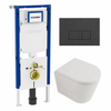 QeramiQ Dely Pack WC - 36.3x51.7cm - à fond creux - sans bride - réservoir encastré Geberit UP720 - abattant WC à fermeture douce - plaque de déclenchement blanche brillante - boutons ronds - beige mat SW1428025