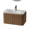 Royal Plaza Terra Edge Ensemble meuble de salle de bains - 80x45.5x46cm - vasque en céramique blanc brillant - 1 vasque - 1 trou de robinet - 2 tiroirs - sandwood (chêne clair) SW1471930