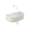 QeramiQ Fuente pack lave-mains – demi-rond – 40 x 21,5 x 12 cm – céramique beige – sans perçage – robinet blanc mat SW1233093