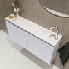 MONDIAZ TURE Toiletmeubel 100x23x50cm met 1 kraangaten 2 deuren cale mat Wastafel Eden rechts Solid Surface Wit SW475137