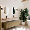 MONDIAZ THOR-DLUX 160cm meuble de salle de bains arrondi gauche + droite couleur Dusk avec 1 tiroir et 2 portes. Vasque suspendue CLOUD Double 2 trous de robinet couleur Arena. SW1465139