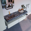 Mondiaz ALAN-DLUX Ensemble de meuble - 150cm - meuble Clay mat - 2 tiroirs - Lavabo Cloud Lava suspendu - vasque Gauche - 1 trou de robinet SW808632