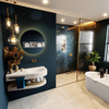 MONDIAZ RIVA Ensemble de meuble salle de bain - 100x50x5.8cm - 0 tiroirs - Lin mat - 0 trous de robinet - lavabo à droite - solid surface lin SW703375