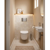 Pack WC QeramiQ Dely Swirl Compact - réservoir encastrable Geberit UP320 - avec bâti-support Burda - abattant 25 mm - plaque de commande en métal inox - boutons rectangulaires - blanc brillant SW1592325