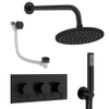 Crosswater MPRO ensemble de douche pluie encastré – douche de tête Ø 20 cm – douchette bâton – 3 leviers – vidage de baignoire – noir mat SW1472660