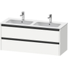 Duravit Ketho.2 Wastafelonderbouwkast - met 2 laden - voor dubbele wastafel - 128x48x55cm - met grepen antraciet - wit mat SW772324
