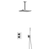 Hotbath Gal IBS40A Ensemble de douche - encastré - douche principale rectangulaire de 22 cm - bras plafond de 15 cm - douchette à main - chrome SW656237