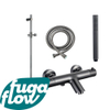 FugaFlow Eccelente Sobrado Badkamer badkraan met glijstangset met staafhanddouche, metalen doucheslang gunmetal - Black Friday - SW1124008