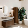 MONDIAZ THOR-DLUX Meuble de salle de bains 110cm arrondi gauche + droite couleur Walnut avec 1 tiroir et 2 portes. Vasque suspendue CLOUD Gauche sans trou de robinet couleur Oza. SW1462986