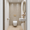Adema Salina 2.0 Ensemble WC - 48.5x36x32cm - cuvette profonde - sans bride - réservoir encastré QeramiQ - softclose - quickrelease - abattant WC - plaque de commande métallique or brossé - boutons rectangulaires - blanc SW1474584
