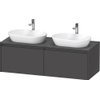 Duravit Ketho 2 meuble bas pour lavabo inclus plateau console avec 2 tiroirs pour vasques doubles 140x55x45.9cm avec poignées anthracite graphite mat SW772341