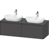 Duravit ketho meuble sous 2 lavabos avec plaque console et 2 tiroirs pour double lavabo 140x55x45.9cm avec poignées anthracite graphite mat SW772341