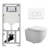 Pack WC QeramiQ Dely Swirl Compact - réservoir encastrable Geberit UP320 - avec bâti-support Burda - abattant 25 mm - plaque de commande en plastique blanc brillant - boutons ronds - blanc brillant SW1591100