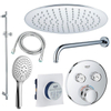 Grohe - Adema Rise Ensemble de douche pluie encastré - 2 fonctions - avec pomme de tête Adema Rise 25 cm - douchette ronde - bras mural - barre coulissante 90 cm - Grohe Grohtherm mitigeur thermostatique encastré - chrome SW804540