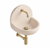 Saniclass Fuente fonteinset – halfrond – 46.5x35x43.2 cm – solid surface crème – geborsteld gouden kraan SW1587529