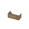 INK Wastafelonderkast - 90x45x35cm - 1 lade - greeploos - met houten keerlijst - MFC - Naturel eiken SW352424