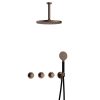 Hotbath Cobber IBS70 Regendoucheset - inbouw - 15cm plafondarm - 30cm ronde hoofddouche - 3 standen handdouche - messing verouderd koper (goud) SW677605