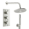 Crosswater MPRO Regendoucheset inbouw - 3 hendels - 20cm douchekop - handdouche - wandarm - geborsteld RVS SW1472647
