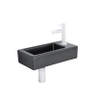 QeramiQ Fuente fonteinset – 37.5x18.5x9 cm – keramiek zwart mat – kraangat rechts – mat witte kraan SW1232740