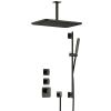Hotbath Gal IBS40 regendoucheset inbouw - 2 functies - 15cm plafondarm - 27cm rechthoekige hoofddouche - met glijstang - Gunmetal geborsteld PVD SW656332