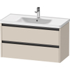 Duravit Ketho.2 Wastafelonderbouwkast - met 2 laden - 98.4x45.5x54.9cm - met grepen antraciet - taupe supermat SW771791