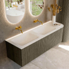 Mondiaz KURVE Ensemble de meuble de salle de bains - 145x46x40cm - 1 tiroir - 1 porte - lavabo solid surface - double / gauche - sans trou de robinet - Shadow SW1414413