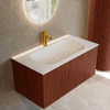 Mondiaz KURVE Ensemble de meuble de salle de bains - 90x46x40cm - 1 tiroir - vasque solid surface - centrale - 1 trou de robinet - Ruby SW1416111