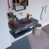 Mondiaz ALAN-DLUX Ensemble de meuble - 90cm - meuble Lava mat - 0 tiroirs - Lavabo Cloud Lava suspendu - vasque Centre - 0 trous de robinet SW809233