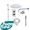 FugaFlow Eccelente Sobrado Badkamer Inbouw Regendoucheset - thermostatisch - wandarm -glijstang - 25cm hoofddouche - staaf handdouche - chroom - Black Friday - SW1124106