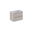 Thebalux Sunny Ensemble de meuble de salle de bains - 82x46x57cm - lavabo - céramique - 1 trou de robinet - blanc brillant - meuble bas - 2 tiroirs - sans poignée - placage bois - Sahara Sand (beige) SW1462516