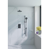 Fortifura Calvi Ensemble de douche pluie encastrable - thermostatique - bras mural - pommeau 25cm - barre curseur - douchette ronde - flexible en métal - Noir mat SW1233181