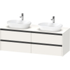 Duravit Ketho.2 Wastafelonderbouwkast - inclusief consoleplaat - met 4 laden - voor dubbele waskommen - 160x55x56.8cm - met handgrepen antraciet - wit supermat SW771978
