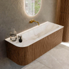 MONDIAZ KURVE-DLUX 125cm Meuble salle de bain avec module 25 G - couleur Walnut - 1 tiroir - 1 porte - vasque BIG MEDIUM droite - sans trou de robinet - couleur Frappe SW1137435