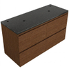 Saniclass Holz Pure Badkamermeubelset - 120x45x63cm - Noche basalten wastafelblad gepolijst (zwart) - 2 kraangaten - 4 lades - mat walnut pure (hout) SW1478584