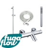 FugaFlow Eccelente Sobrado Mitigeur baignoire - avec barre curseur - douchette stick - flexible lisse - chrome SW1124003