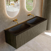 Mondiaz KURVE Ensemble de meubles de salle de bains - 140x46x40cm - 2 tiroirs - vasque solid surface - double - sans trou de robinet - Shadow SW1414292