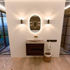 Mondiaz CIRO-DLUX Meuble de salle de bains - 70x45x50cm - Plan vasque solid surface Sombra - 1 lavabo au milieu - sans trous de robinetterie - 2 tiroirs - Noyer SW1530744