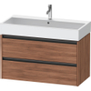 Duravit Ketho.2 Wastafelonderbouwkast - met 2 laden - 98.4x46x54.9cm - met grepen antraciet - noten mat SW773106