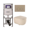 QeramiQ Dely Swirl Toiletset - 36.3x51.7cm - Geberit UP320 inbouwreservoir - met Burda frame - 35mm zitting - bedieningsplaat taupe - ronde knoppen - beige SW1164398