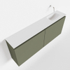 MONDIAZ TURE Kit lave-mains - 120x23x50cm - 0 trou de robinet - 2 portes - armée mate - Lavabo à droite - Solid Surface Blanc SW475028
