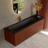 Mondiaz KURVE Ensemble de meuble de salle de bains - 145x46x40cm - 1 tiroir - 1 porte - lavabo solid surface - gauche - 1 trou de robinet - Ruby SW1415354