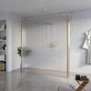 FugaFlow Eccelente Vetro Douche à l'italienne libre - 180x200cm - Clair strié - anti-calcaire - verre de sécurité 8mm - 2 parois latérales 40cm - avec bras muraux et profils d'angle - Laiton brossé (or) - SW1125857