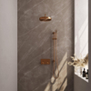 BRAUER Stripe Thermostatische Inbouw Regendouche - drukknoppen - 25cm douchekop - gebogen muurarm - staaf handdouche - doucheslang - geïntegreerde glijstang - koper geborsteld PVD SW1435212