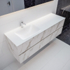 MONDIAZ VICA 150cm badmeubel carrara marmer 2 lades wastafel cloud links met 1 kraangat SW410347 MONDIAZ VICA 150cm badmeubel carrara marmer 2 lades wastafel cloud links met 1 kraangat SW410347