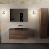 Mondiaz AIVY Ensemble de meuble - 100x45x50cm - 0 trous de robinet - 1 vasque Urban Solid surface - Centre - 2 tiroirs - avec miroir - Melamine Mocha SW892136