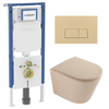 QeramiQ Dely Toiletset - 36.3x51.7cm - diepspoel - rimless - Geberit UP720 inbouwreservoir - softclose toilet zitting - bedieningsplaat beige - rechthoekige knoppen - mat beige SW1426544